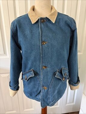 Vintage London Fog Denim Jacket with a Plaid Flannel-blend lining Sz 10